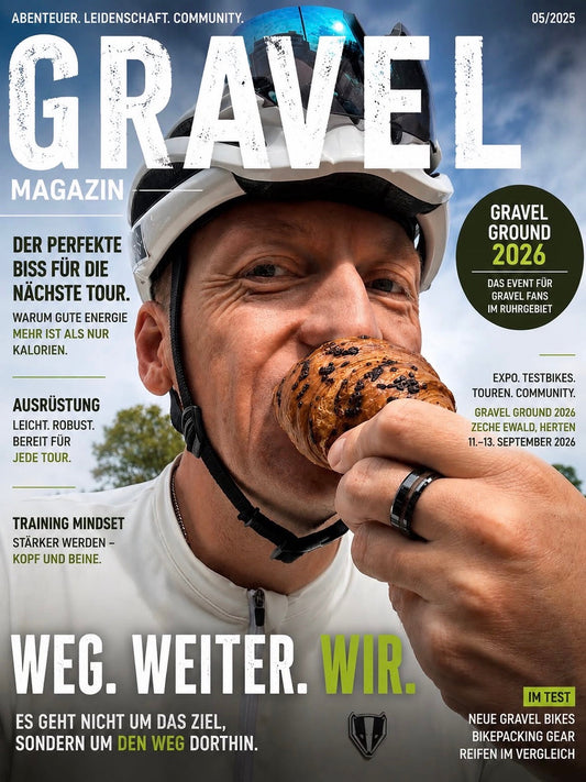 Starker Biss für die nächste Tour: Cyclist Andy auf dem Cover dem Magazins Charge Energy Bar Energieriegel